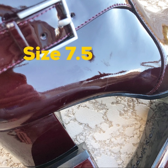CALVIN KLEIN NWOT Burgundy Patent Leather Bootie - Picture 8 of 8